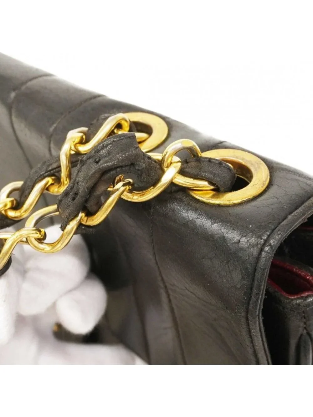 Chanel Shoulder Bag Mademoiselle Lambskin Black Gold - Picture 7 of 10